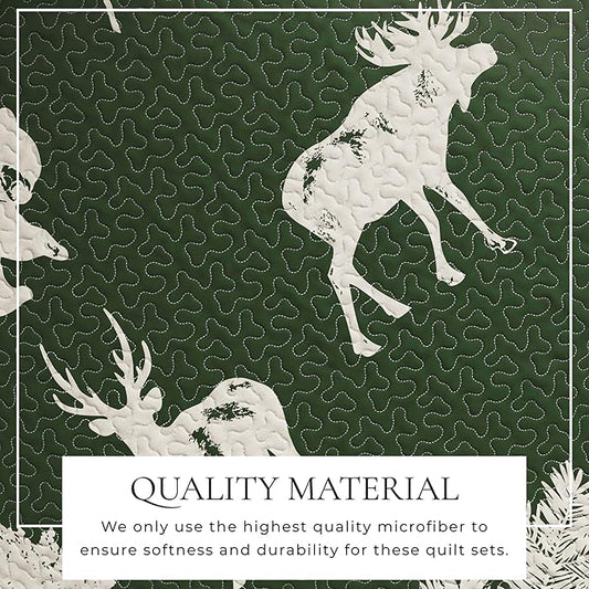 Great Bay Home Lodge Bedspread Full/Queen Size Quilt with 2 Shams. Cabin 3-Piece Reversible All Season Quilt Set. Rustic Quilt Coverlet Bed Set. Rio Ridge Collection (Forest Green).