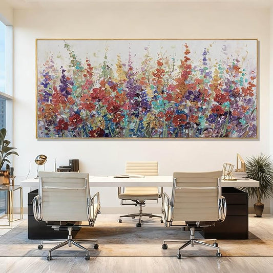 XIANSHOU Colorful Oversized Wall Art Flower Wall Decor Modern Canvas Posters 32"x70" Home Decorations for Living Room Kitchen Pictures