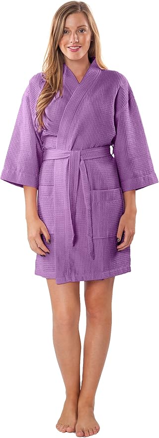 Turquaz Lightweight Short Robes For Women Waffle Kimono Bathrobe - Soft, Fast-Drying, Long-Lasting Cotton Blend