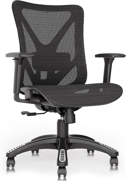 ELABEST T23 Ergonomic Office Chair with 2D Lumbar Support & 3D Headrest, High Back Mesh Swivel Chair with Adjustable 3D Armrests, Breathable Computer Desk Chair for Long Hour Sitting (Graphite Black)