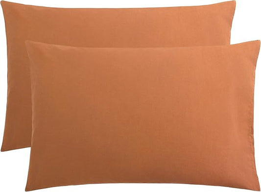 FLXXIE Microfiber Pillow Cases Queen Size Set of 2, Soft Pillowcases with Envelope Closure, Wrinkle Resistant Pillow Covers, 20x30, Tan