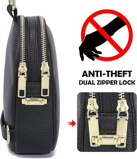 INICAT Small Anti Theft Crossbody Bags for Women, Vegan Leather Sling Cross Body Purse Travel Essentials Teen Girl Gifts