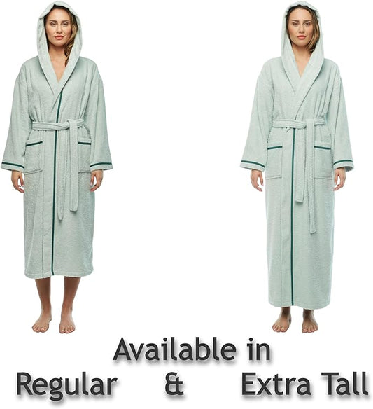 Arus Women's Hooded Classic Bathrobe Turkish Cotton Robe with Full Length Options