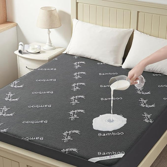 BEDLORE California King Size Waterproof Mattress Protector Viscose Derived from Bamboo, Soft Mattress Cover Fitted with Deep Pocket 6"-18", Breathable Noiseless Mattress Pad, Machine Washable(Gray)