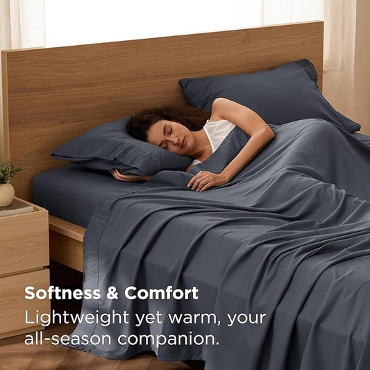 Bedsure Twin Sheets Set - 3 Pieces Soft Twin Bed Sheets - Breathable & Cooling - Hotel Luxury - Easy Care Polyester Microfiber Bedding for Women, Men, Dark Grey