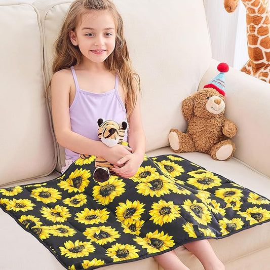 yescool Weighted Lap Blanket 2 Pounds Cooling Weighted Lap Pad, Sunflower Small Weighted Blanket, Weighted Throw Blanket Gift for Travel Indoor Outdoor, 20"x30"