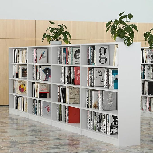 Farini 4 Shelf boockase Display Bookcase Freestanding Wooden Bookshelves for Home Office Living Room,48 Inch Height,White