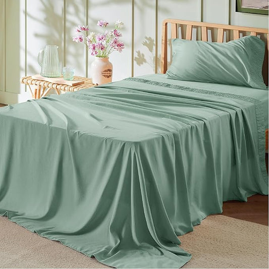 Bedsure Twin XL Sheet Sets Dorm Bedding - 3 Pieces Soft Extra Long Twin Sheets, Hotel Luxury, Easy Care Microfiber for Women, Men, Mint Green