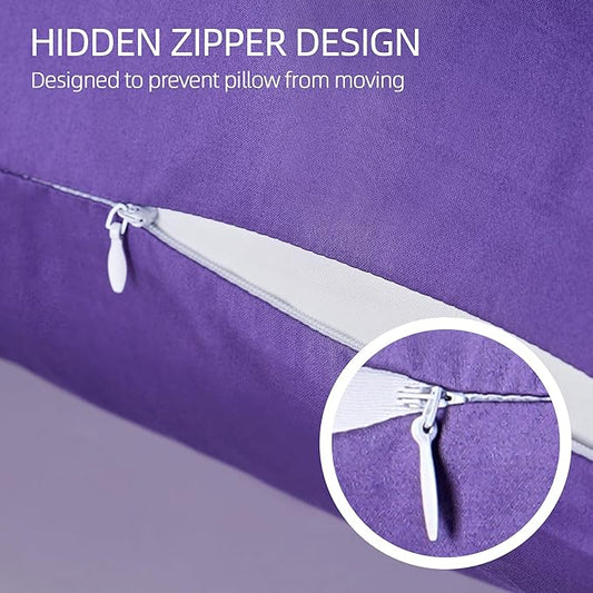 400 Thread Count Cotton Pillow Case King with Zipper,40" L x 20" W, Cotton Pillow Protectors Cover- Set of 2 - Lavender - Pillows Not Included