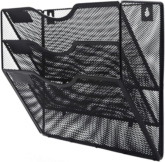 Kuntine.B Wall File Organizer (Black, 3 Tier)