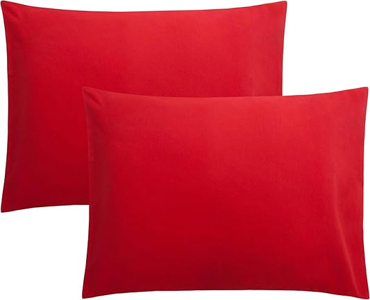 FLXXIE Microfiber Pillow Cases Standard Size, Soft Pillowcases with Envelope Closure, Wrinkle, Stain Resistant Pillow Covers, 20x26, Red