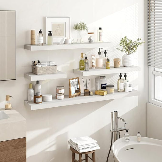 48 Inch Floating Shelves, 48"x9.25"x1.5" Inch Deep Floating Shelves for Wall, Wooden Shelves for Bathroom, Bedroom, Living Room, Cream White Oak, 1 Piece