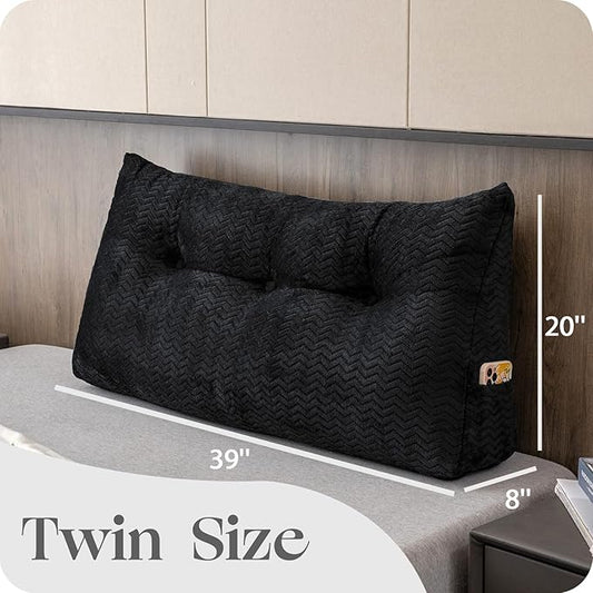 Large Bolster Triangular Headboard Wedge Backrest Positioning Support Bed Rest Reading Pillows Headboard Wedge Pillows for Day Bed with Removable Cover