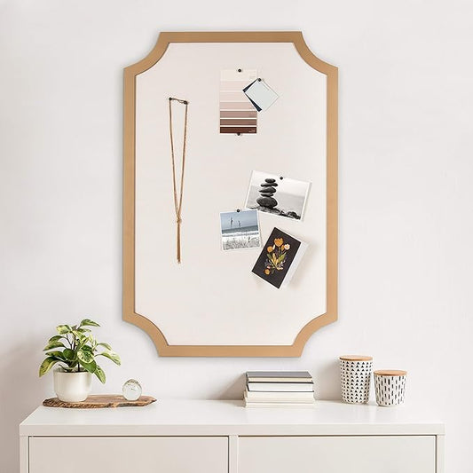 Kate and Laurel Holbrook Modern Scalloped Fabric Pinboard, 24 x 36, Gold, Decorative Bulletin Board for Wall