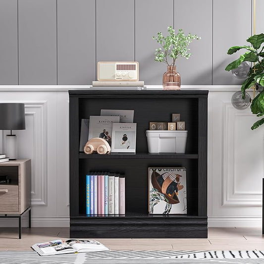 2-Shelf Bookcase, 32" Tall Floor Standing Bookshelf with Adjustable Shelves, Storage & Display Shelf for Living Room, Bedroom, Home Office – Black, 31.5" Wide