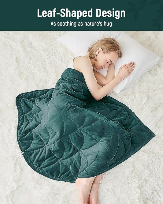 Weighted Lap Blanket 7 lbs for Adults, Luxury Soft Small Weighted Blanket, Compact Portable Weighted Lap Pad for Relaxation, Sleeping, Travel, All-Season Use, Forest Green, 40" x 52"