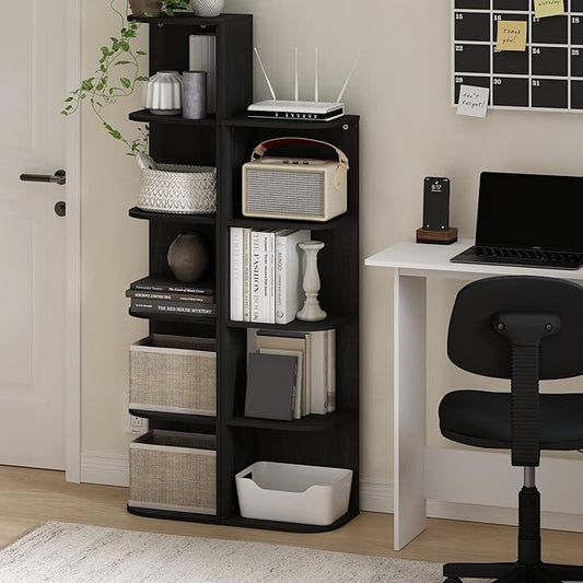 Furinno Pasir 4-Tier Corner Open Shelf Bookcase, Blackwood