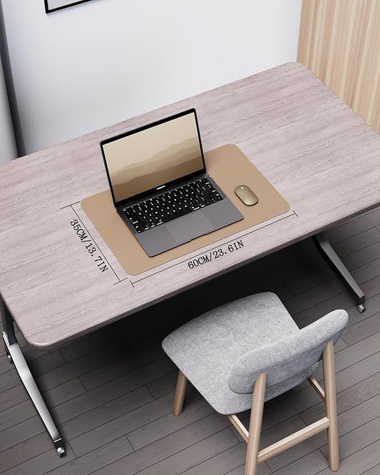 YSAGi Double-Sided Desk Pad, Leather Desk Mat, Eco Cork Desk Pad Protector, Large Mouse Pad for Desk, Waterproof Desk Blotter Pad, Writing Pad for Office/Home(23.6"x13.7",Apricot)