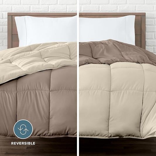Bare Home King/California King Comforter - Reversible Colors - Goose Down Alternative - Ultra-Soft - Premium 1800 Series - All Season Warmth - Bedding Comforter (King/Cal King, Taupe/Sand)