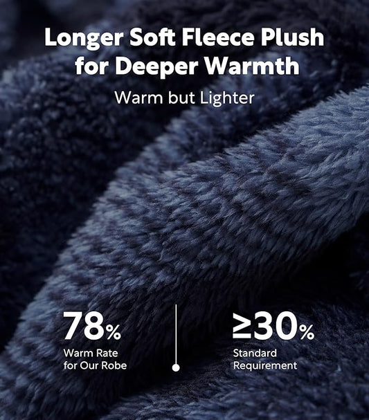 DAVID ARCHY Men's Hooded Robe Soft Coral Fleece Microfiber Bathrobe