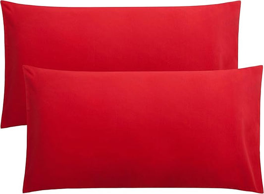 FLXXIE 2 Pack Microfiber King Pillow Cases, 1800 Super Soft Pillowcases with Envelope Closure, Wrinkle, Fade and Stain Resistant Pillow Covers, 20x36, Red