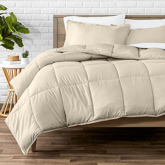Bare Home Comforter Set - Oversized Queen Size - Ultra-Soft - Goose Down Alternative - Premium 1800 Series - All Season Warmth (Oversized Queen, Sand)