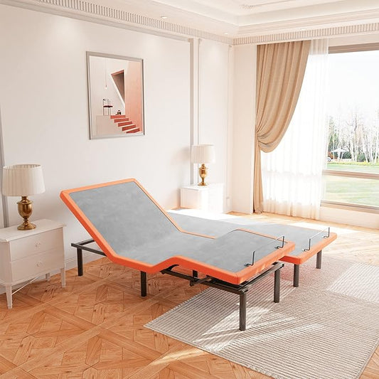 ESHINE Adjustable Bed Frame Split King - Ergonomic Electric Bed Base, Foot & Head Incline, APP Control, Wireless Remote, Zero Gravity, Anti-Snore, Split King(2 Twin XL), 2000 Series