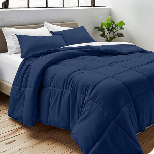 Bare Home Duvet Insert Comforter - Full Size - Goose Down Alternative - Ultra-Soft - Premium 1800 Series - All Season Warmth - Bedding Comforter (Full, Dark Blue)