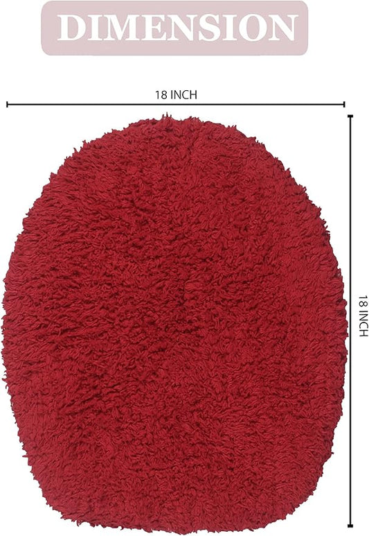 Home Weavers Double Ruffle Collection 100% Cotton Toilet Lid Cover, 18"x18" – Soft, Absorbent & Washable Bathroom Lid Cover with Non-Slip Backing, Red