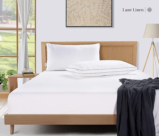 LANE LINEN Pillows Standard Size Set of 12 - Medium Soft Support Gusseted Hotel Quality Pillows for Sleeping, Oeko Tex Certified, Down Alternative Perfect for Back, Stomach or Side Sleepers - White