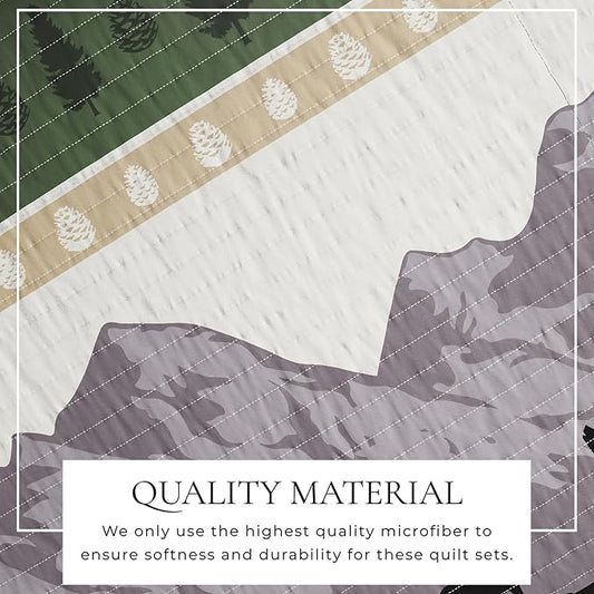Great Bay Home 2-Piece Reversible Rustic Lodge Bedspread Quilt with 1 Sham. All-Season Quilt Set. (Twin/Twin XL, Salt Creek)