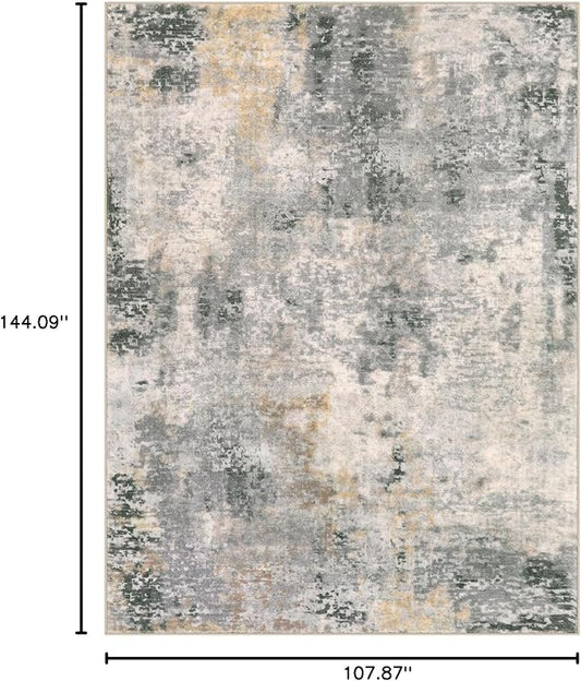 Lahome Modern Abstract 9x12 Area Rugs for Living Room, Washable Living Room Rug for Bedroom Low Pile Non Slip, Grey Soft Indoor Accent Carpet for Dining Room Table Apartment