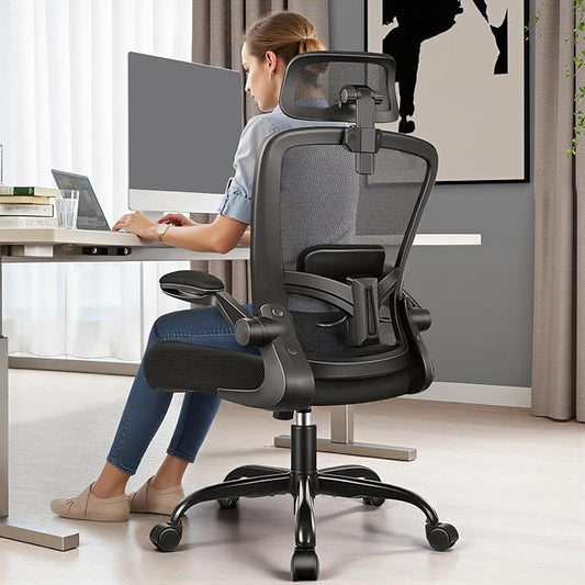 FelixKing Office Chair, Desk Chair with Soft Lumbar Support, Ergonomic Computer Chair with Headrest High Back Armrest, Adjustable Height Home Office Swivel Chair for Woman Man