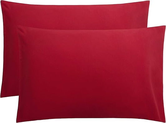 FLXXIE Microfiber Pillow Cases Queen Size Set of 2, Soft Pillowcases with Envelope Closure, Wrinkle Resistant Pillow Covers, 20x30, Wine Red