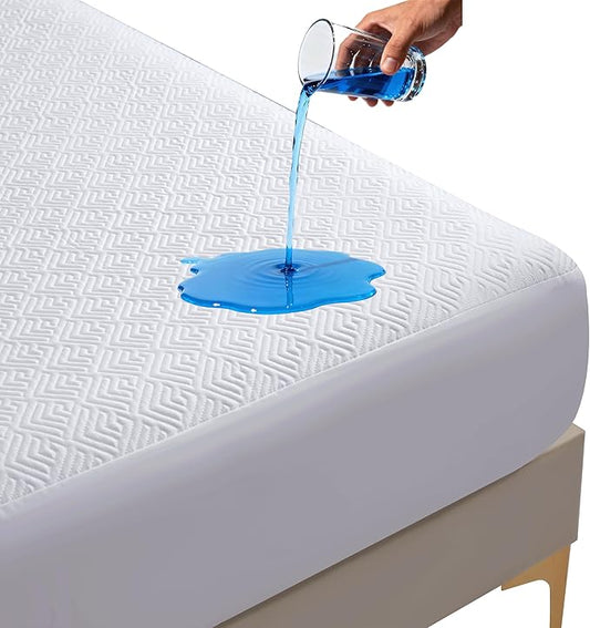 100% Waterproof 54''x74''Mattress Protector 18''Deep Pocket Breathable Incontinence Pads for Adults Kids Elderly Pets Machine Washable and Easy Care Bedwetting Pads(White, Full)
