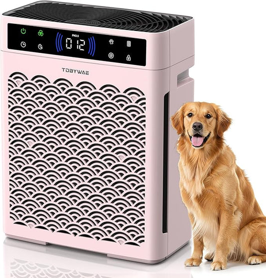 Air Purifiers for Home, Large Room up to 3000 Ft², HEPA Air Purifier for Home Pets with Filter, Air Quality Sensor, Timer, Air Cleaner for Bedroom, Dorm Room, Pet Hair, Office - Pink