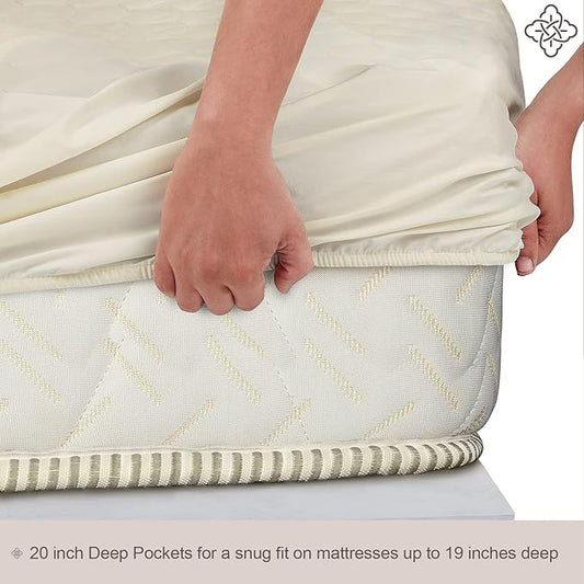Bioweaves 100% Organic Cotton Mattress Pad Cover, GOTS Certified Cooling Quilted Fitted Mattress Topper & Protector with Soft Cotton Wadding - 20 Inch Deep Pocket, Queen