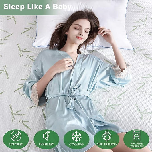Parkdeny Waterproof Cooling Mattress Encasement, California King, Rayon from Bamboo, 5"-15"Deep, Noiseless, Washable