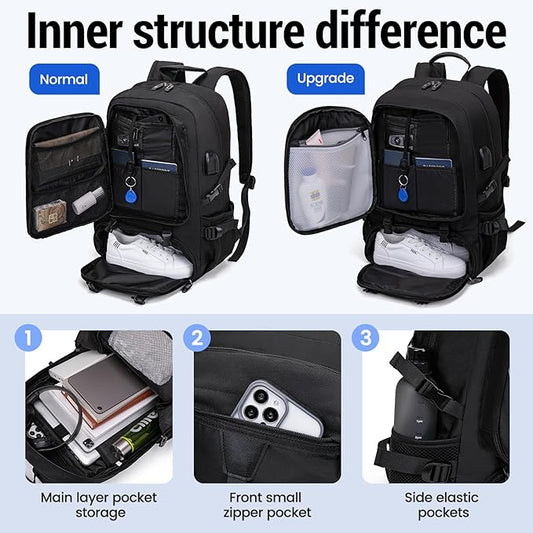 Men's Women's with Usb Port 50l Travel Backpack, Large Carry-On Backpacks,Expandable Oversized Laptop Bag Works