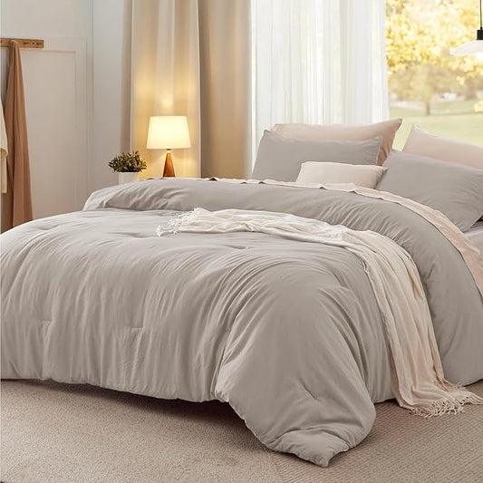 Bedsure Twin/Twin XL Comforter Set, Linen Soft Prewashed Bedding for All Seasons, 2 Pieces GentleSoft™ Warm Down Alternative Bed Set, 1 Lightweight Comforter (68"x88") and 1 Pillowcase (20"x26")