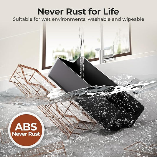 Orimade Shower Caddy 3-Pack, No-Drill Adhesive Shelves with 4 Hooks for Bathroom, Rustproof ABS Storage Organizer Set, Black