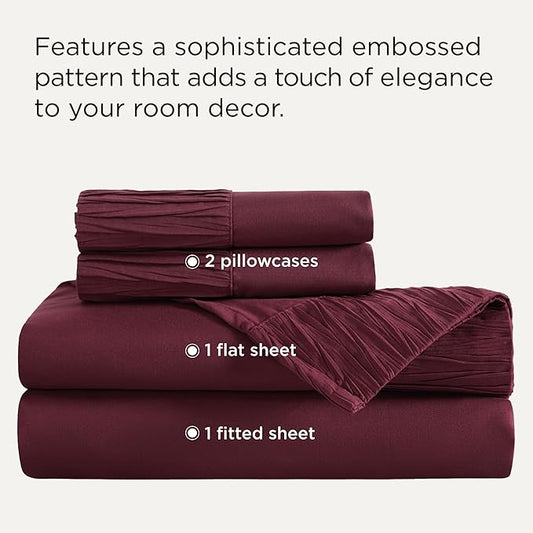 Bedsure Full Size Bed Sheets - 4 Pieces Soft Full Sheet Set - Breathable & Cooling - Hotel Luxury - Easy Care Polyester Microfiber Bedding for Women, Men, Red