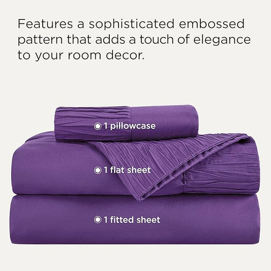 Bedsure Twin Sheets Set - 3 Pieces Soft Twin Bed Sheets - Breathable & Cooling - Hotel Luxury - Easy Care Polyester Microfiber Bedding for Women, Men, Purple