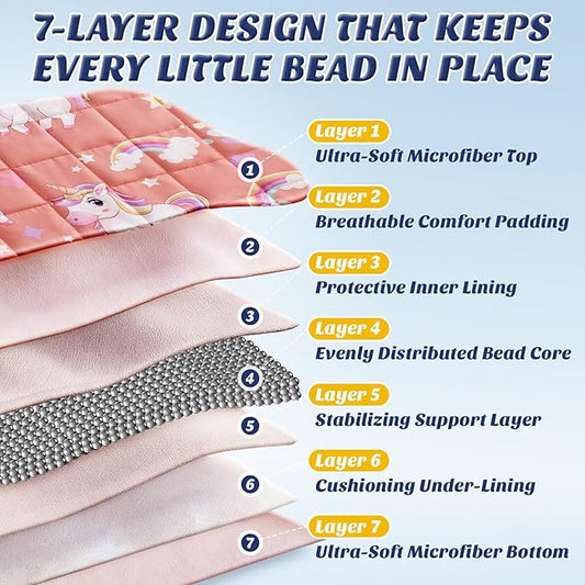 anfie Weighted Blanket Kids (50"x60" 5lbs), Weighted Blanket Cooling Blanket for Sleeping,Throw Size Breathable Blanket with Premium Glass Bead(Red Unicorn)