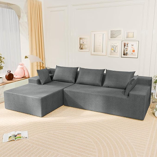 LEVELEVE 107" Cloud Sectional Couch with Deep Seat,Modern Modular Sofa with L-Shape Chaise,No Assembly Required, Upholstered Couches for Living Room Bedroom(Light Gery,Left Facing Chaise)