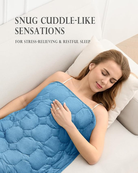 Cottonblue Weighted Lap Blanket 7lbs, Cozy Luxury Crystal Velvet Weighted Blanket for Adults, Small Weighted Blanket for Relaxation, Sleeping, Travel, Dark Blue, 29" x 24"