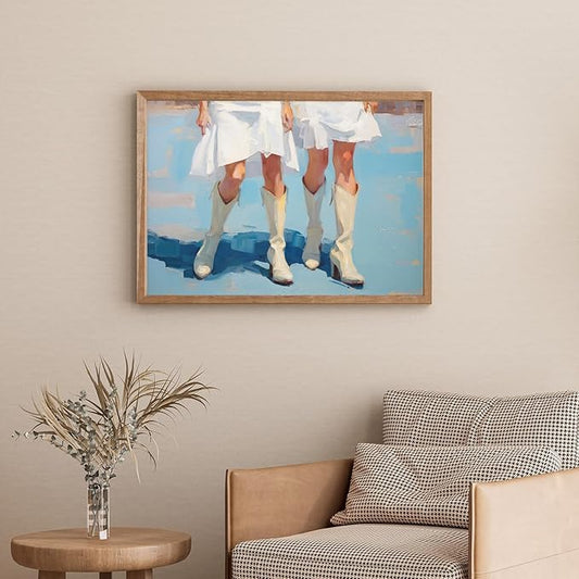 Cowgirl Boot Print Wall Decor Coastal Cowgirl Room Decor Aesthetic Posters Girly Western Cowgirl Boots Wall Art Prints Trendy Women Art Print Retro Cowboy Boot Painting for Dorm 16" X 24" UNFRAMED