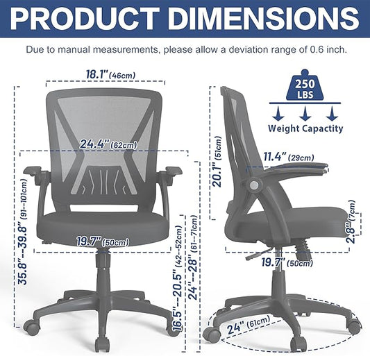 Modern Comfy Mesh Home Office Chair with Flip Up Arms for Child Adult Study Work