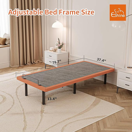 ESHINE Twin XL Adjustable Bed Frame with Mattress + 8 Inch Gel Memory Foam Mattress(Medium-Firm), Bluetooth APP Control, Wireless Remote, Zero Gravity, Anti Snore, Head and Foot Incline, Twin XL