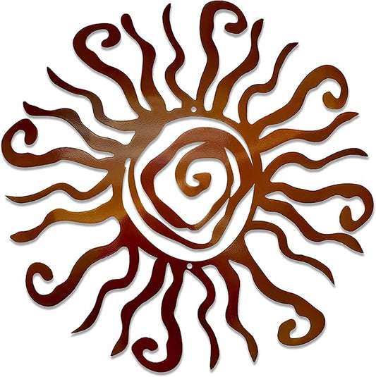 Riverside Designs Wacky Sun Metal Wall Art Indoor/Outdoor Decor - 36" Copper Rust Proof Wall Sculpture - Made in USA - Ideal for Bedroom, Garden, Home, Patio and Farmhouse